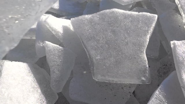 piece of ice falls and breaks