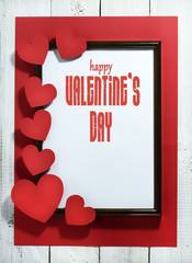 Valentine's Day card with hearts on a red background