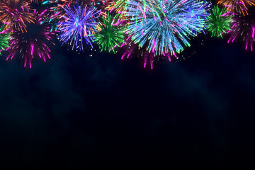 colorful firework on midnight blue sky - 134965238