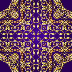 Seamless background from a floral golden ornament, Fashionable modern wallpaper or textile