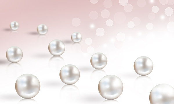 Many white pearls on pink background