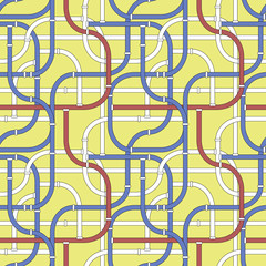 Tube turning fittings connection web seamless pattern wallpaper