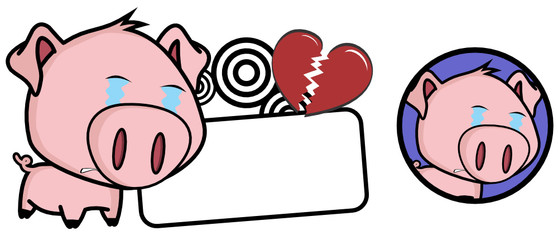 cute Little pig big head expression copyspace in vector format very easy to edit