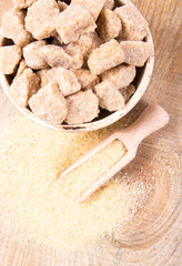 Cubes of sugar - brown sugar cane.