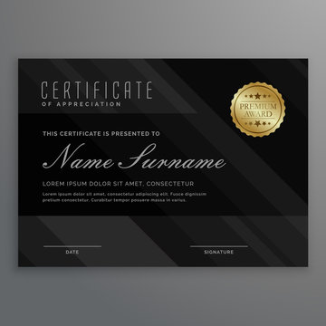 dark diploma certificate creative design with award symbol