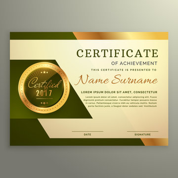 premium luxury certificate of achievement in golden style