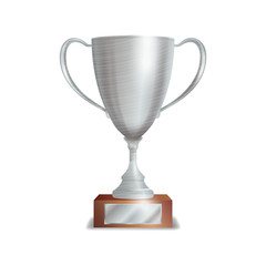 Silver Trophy Cup. Winner Concept. Award Design. Isolated On White Background Vector Illustration