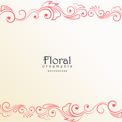beautiful red floral border on white background