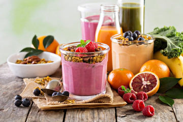 Healthy orange and raspberry smoothie