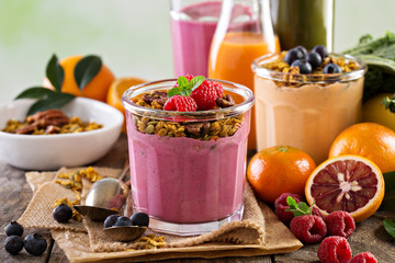 Healthy orange and raspberry smoothie