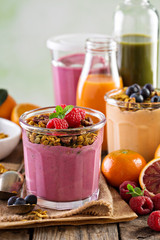 Healthy orange and raspberry smoothie