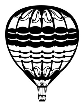 hot air balloon black and white vector design