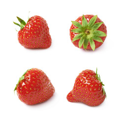 Single ripe red strawberry isolated