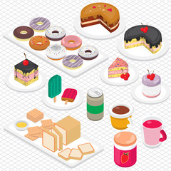 illustration of info graphic dessert concept in isometric 3d graphic
