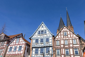 Fototapeta na wymiar facade of old historic houses from public area in Gelnhausen