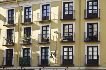 Fototapeta na wymiar Facade of balconies, Valladolid, Spain