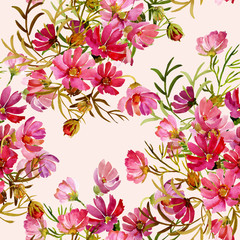 Seamless pattern garden flowers