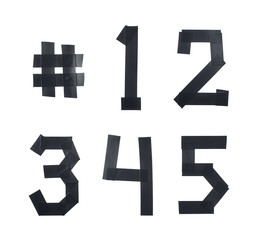 Set of numbers made of insulating tape