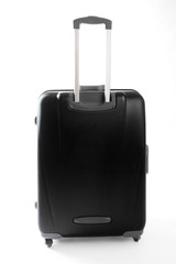 Black suitcase on white background
