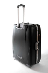 Black suitcase on white background