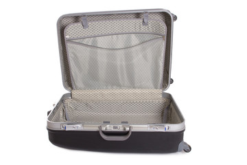 Naklejka premium Black suitcase on white background