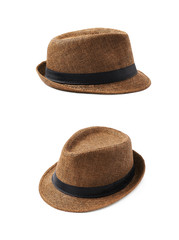 Brown fedora hat isolated