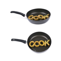 Word in a cooking pan isolated