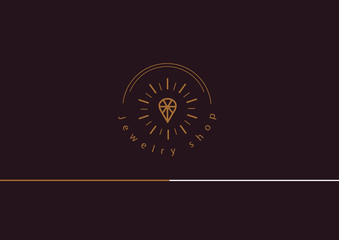 Fototapeta premium Line logo, a diamond in a frame, for jewelery shop