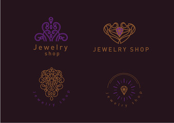 Line logo, a diamond in a frame, for jewelery shop