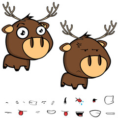 cute little deer cartoon big head set expressions in vector format