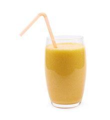 Glass filled with smoothie isolated