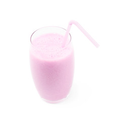 Glass filled with smoothie isolated