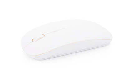 White wireless mouse on white background