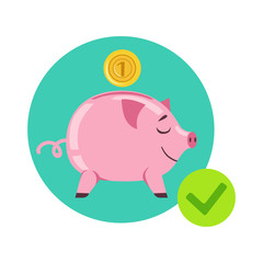 Piggy Bank And Coin As Symbol Of Personal Savings, Insurance Company Services Infographic Illustration