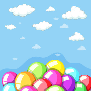 Sky background with colorful balloons