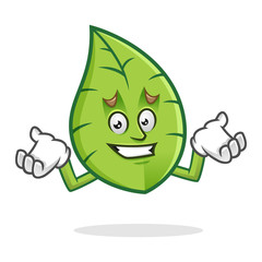 confused leaf mascot, leaves character, vector leaf cartoon