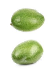 Ripe green mango fruit isolated