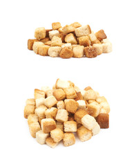 Pile of garlic croutons isolated