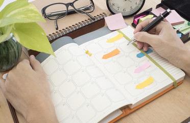 business Calender Planner meeting on desk office. organization management remind concept.
