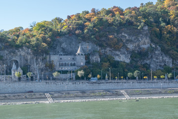 View of the Danube river with bastion and bridge in Budapest