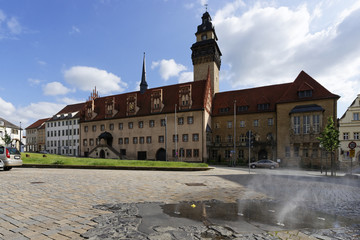 Rathaus und Rathausgarten Zeitz, Burgenlandkreis, Sachsen-Anhalt,  Deutschland