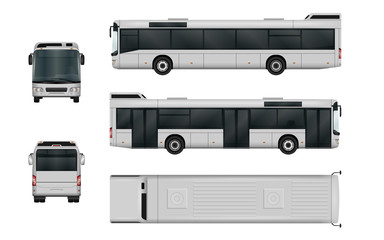 City bus vector template. The ability to easily change the color. All sides in groups on separate layers. View from side, back, front and top. © Yuri Schmidt