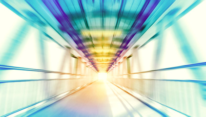 modern metal structure bridge in speed motion blurred background