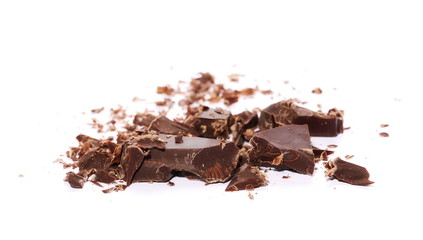 chocolate bars and chopped isolated on white