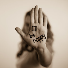 sing I will be happy on the palm of hand