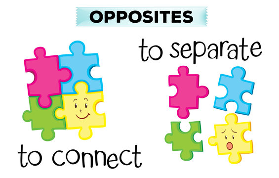 Opposite wordcard with connect and separate