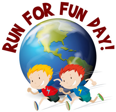 Two boys running for fun day