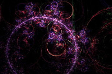 circles curls blue fractal on black