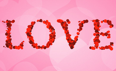 red bokeh love word write on pink hearts shape background, valentine day holiday event