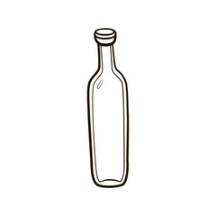 Hand drawing contour vodka bottle icon.Retro vintage illustration on white background